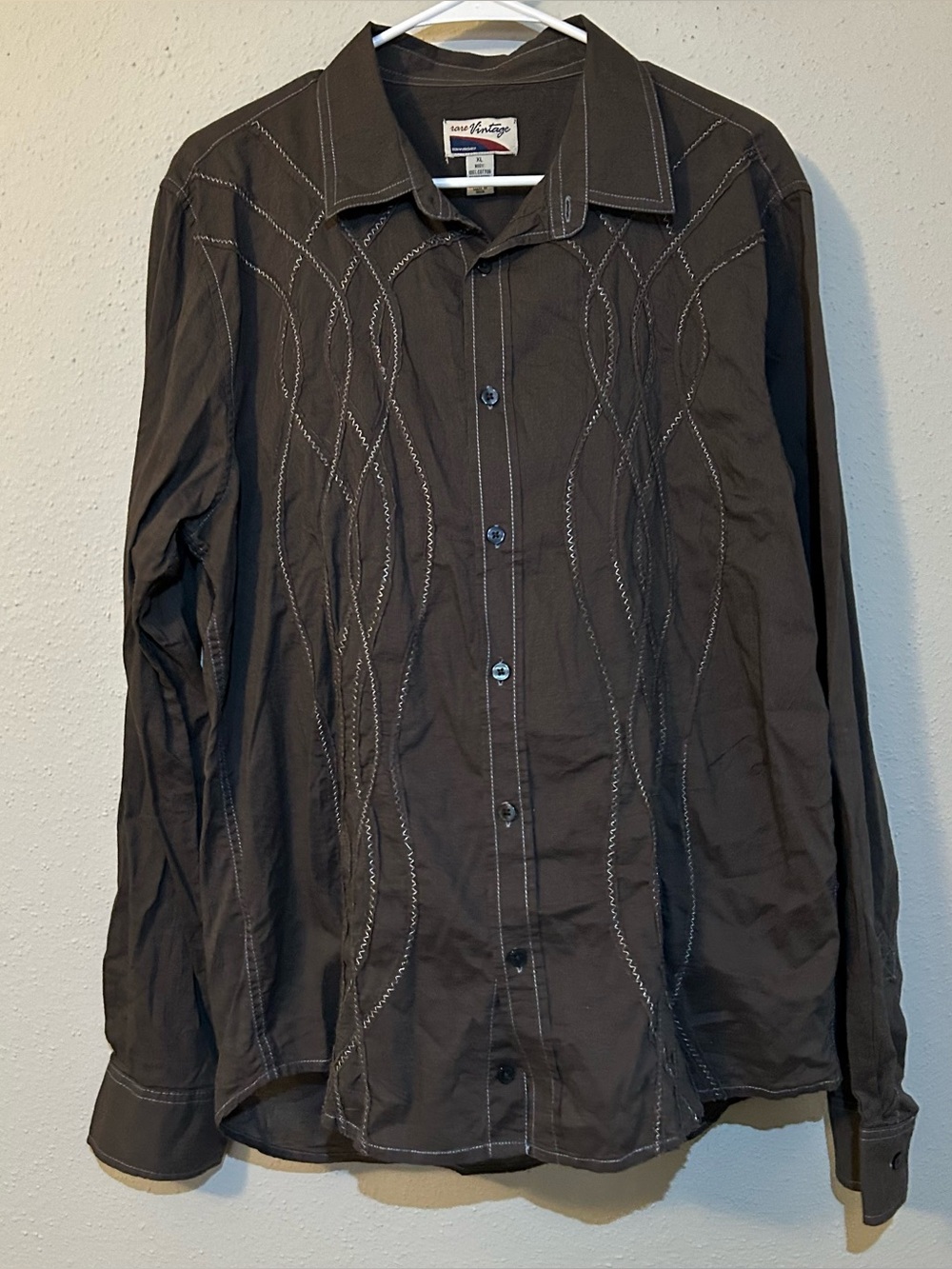 Rare Vintage Embroidered Long Sleeve Button Down Shirt Brown XL Y2K 2009
